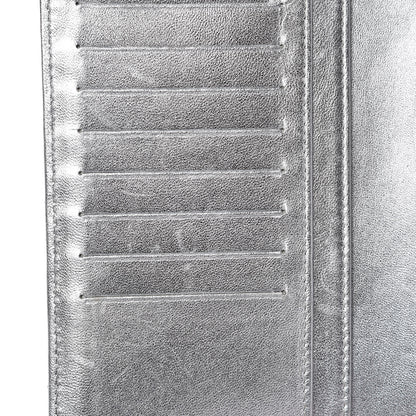 Chanel Metallic Calfskin Quilted Yen Wallet Dark Silver 12 of 13