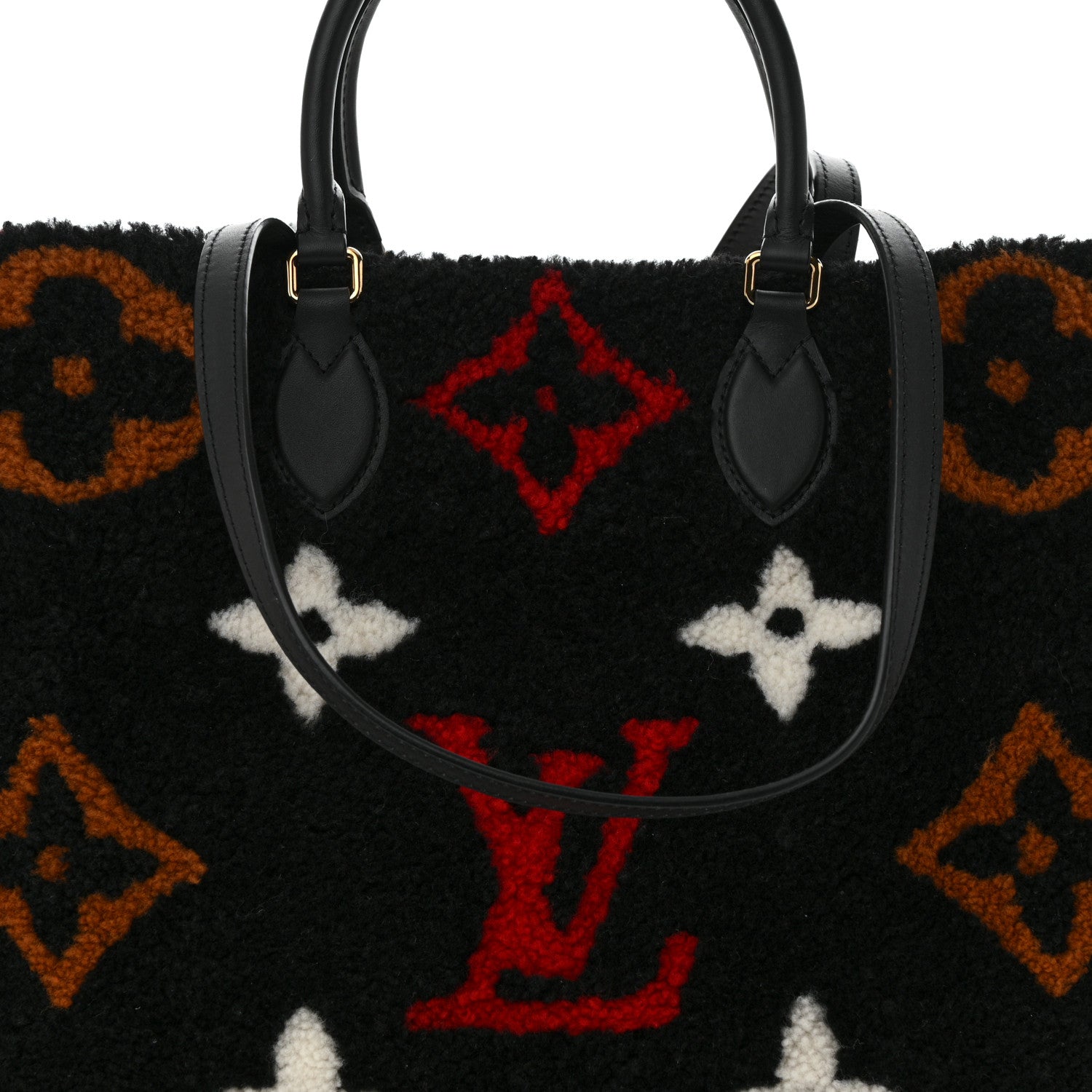 Louis Vuitton Shearling Monogram Giant Teddy Onthego GM Black Red 8 of 10