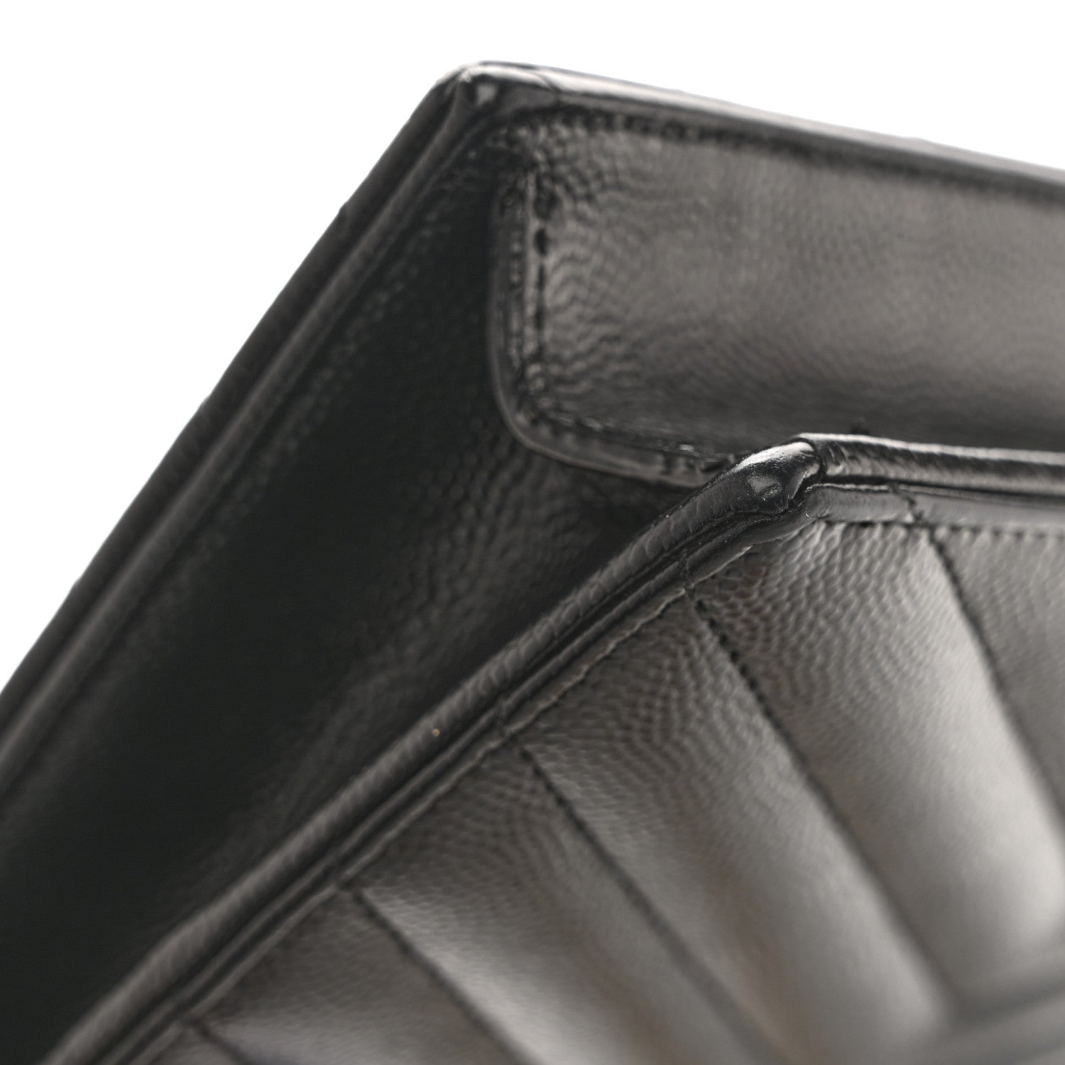 Saint Laurent Grain De Poudre Matelasse Chevron Monogram Envelope Chain Wallet Black 14 of 15