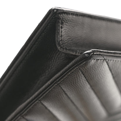 Saint Laurent Grain De Poudre Matelasse Chevron Monogram Envelope Chain Wallet Black 14 of 15