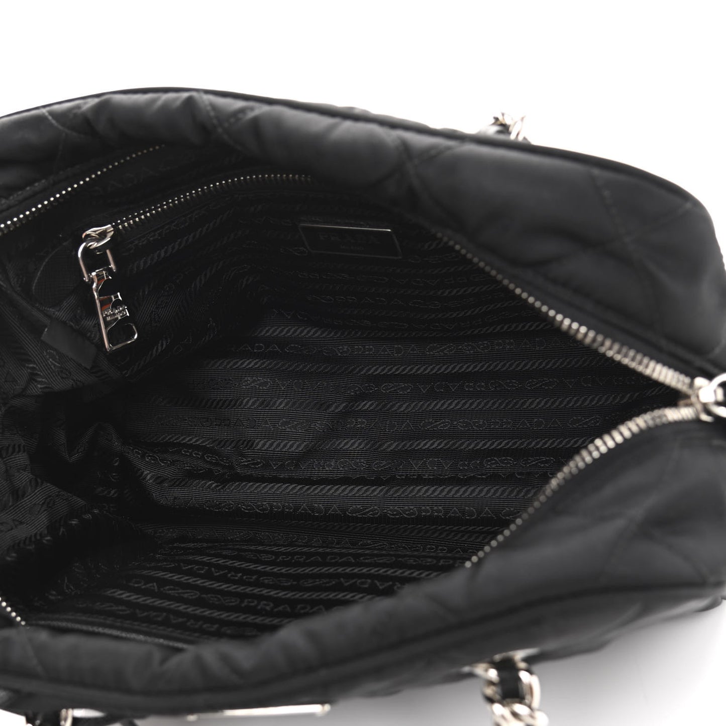 Nylon Tessuto Impuntu Quilted Shoulder Bag Black