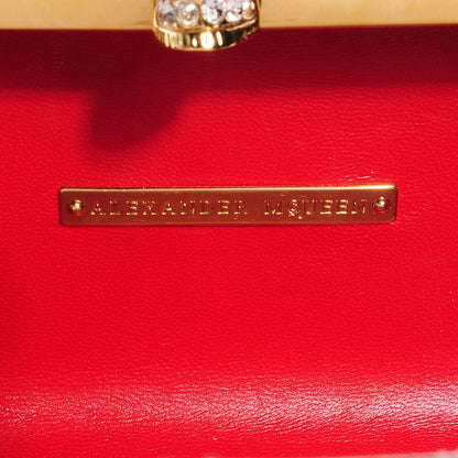 Alexander McQueen Patent Calfskin Britannia Skull Box Clutch Red Blue 5 of 7