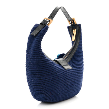 Fendi Wool Flowerland Hobo Blue 3 of 10