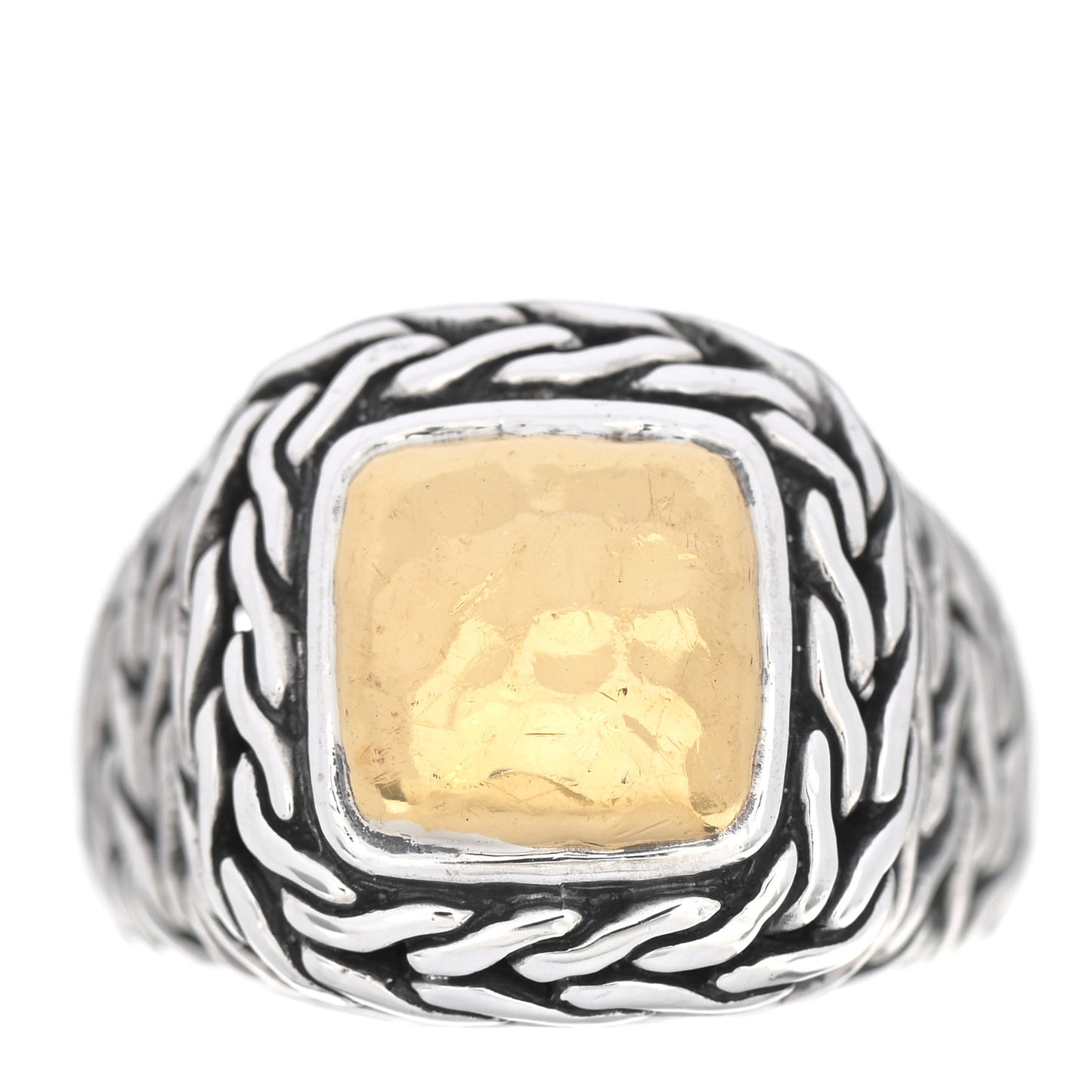 Sterling Silver 22K Yellow Gold Palu Hammered Ring 54 7