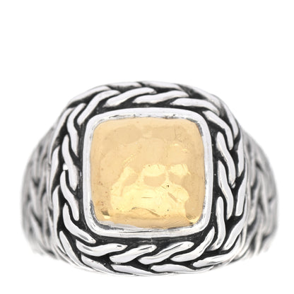 John Hardy Sterling Silver 22K Yellow Gold Palu Hammered Ring 54 7 1 of 4