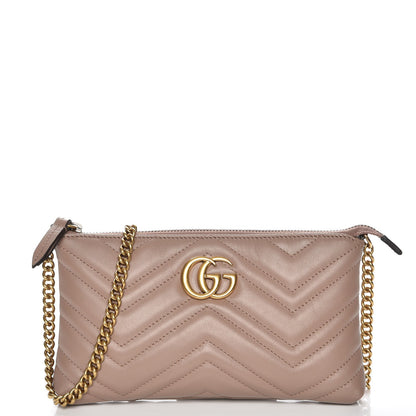 Gucci Calfskin Matelasse Mini GG Marmont Chain Bag Porcelain Rose 1 of 8
