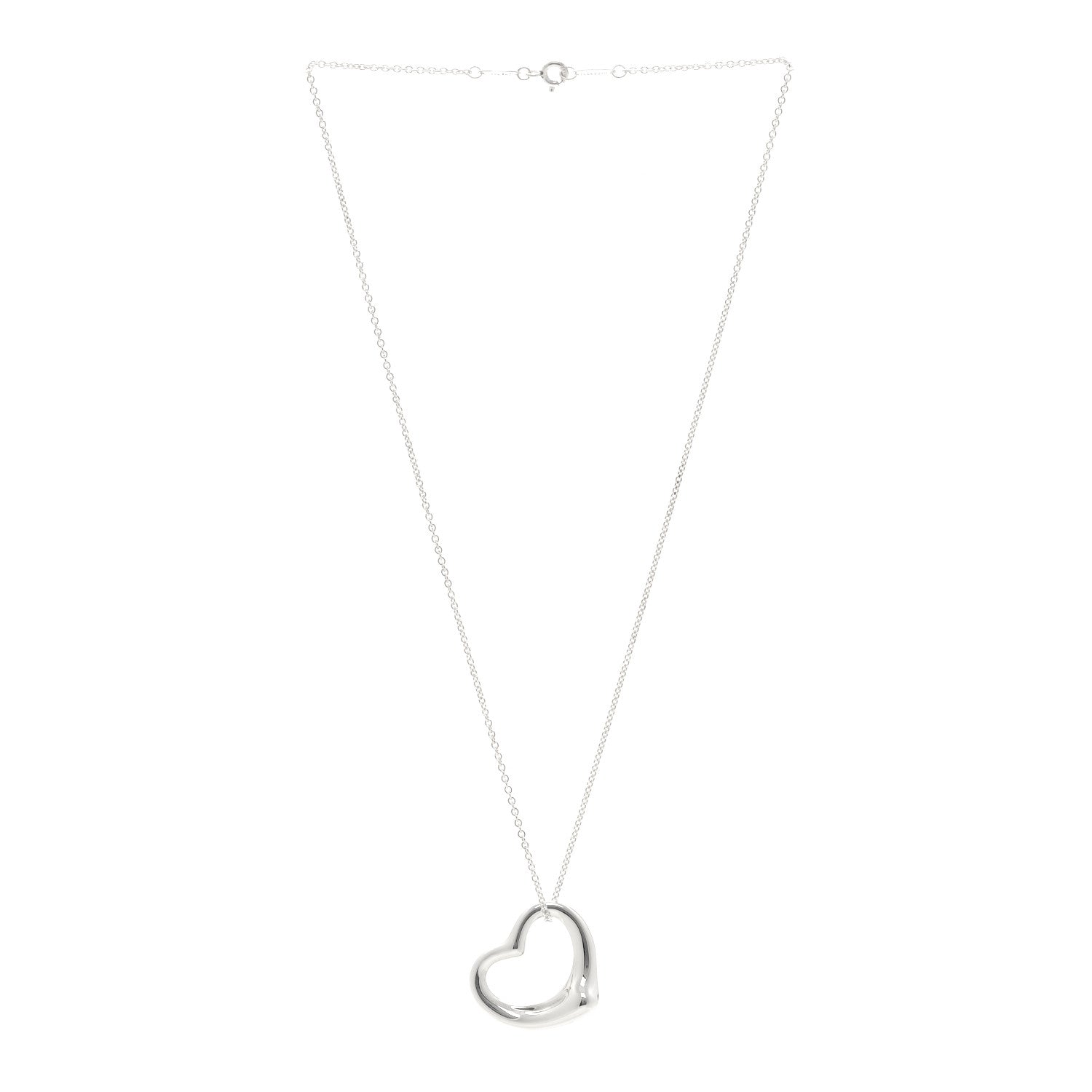 Tiffany Sterling Silver 27mm Elsa Peretti Open Heart Pendant Necklace 3 of 6