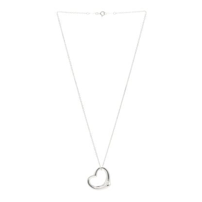Tiffany Sterling Silver 27mm Elsa Peretti Open Heart Pendant Necklace 3 of 6