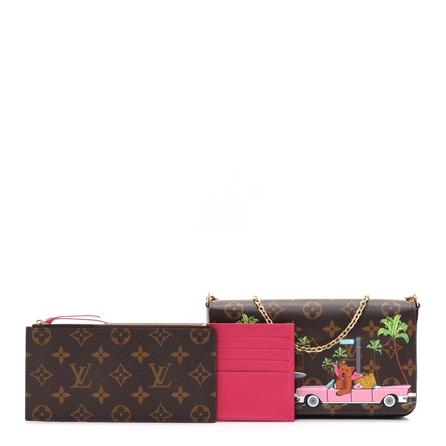 Monogram 2021 Christmas Animation Hollywood Pochette Felicie Chain Wallet Fuchsia