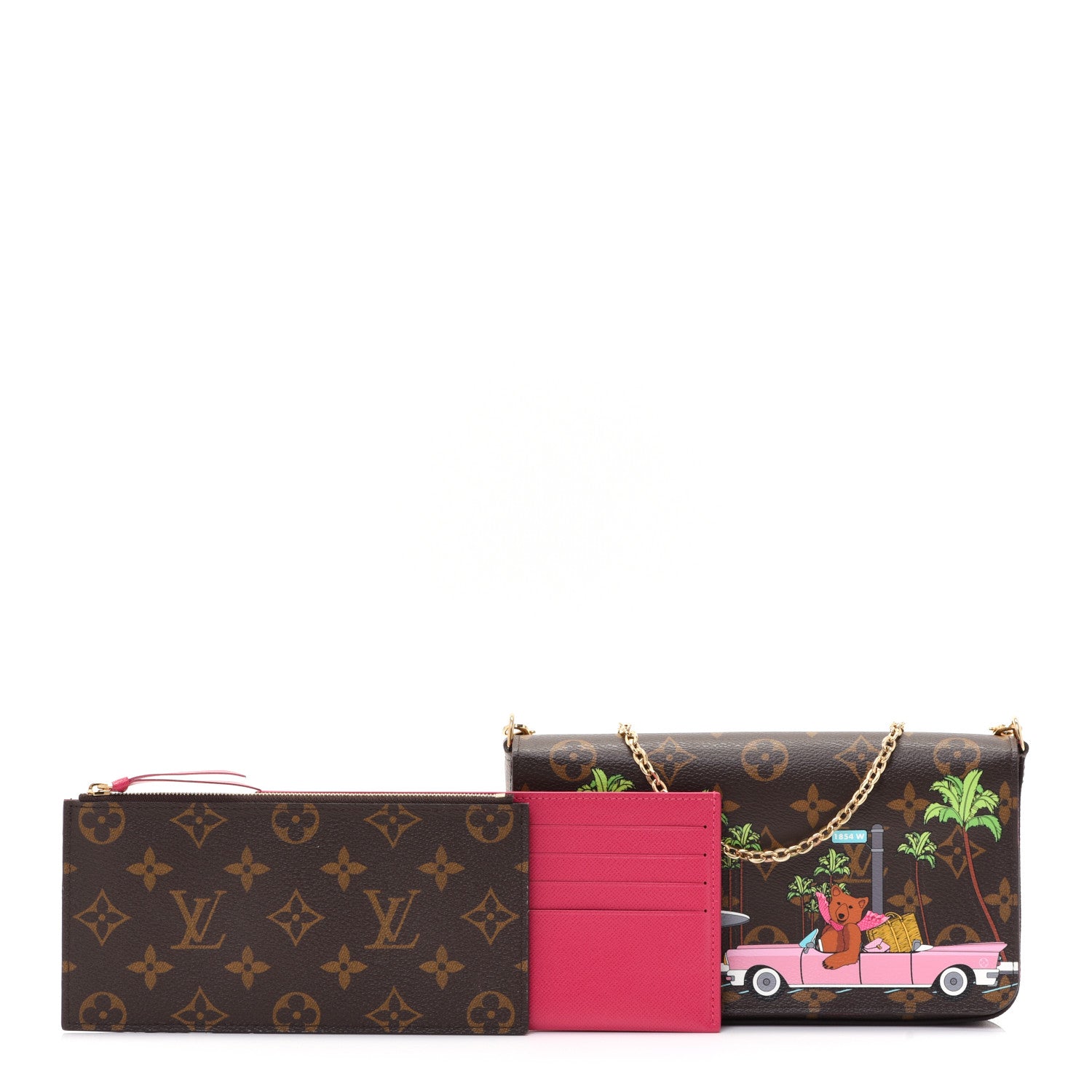 Louis Vuitton Monogram 2021 Christmas Animation Hollywood Pochette Felicie Chain Wallet Fuchsia 4 of 11
