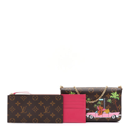 Louis Vuitton Monogram 2021 Christmas Animation Hollywood Pochette Felicie Chain Wallet Fuchsia 4 of 11