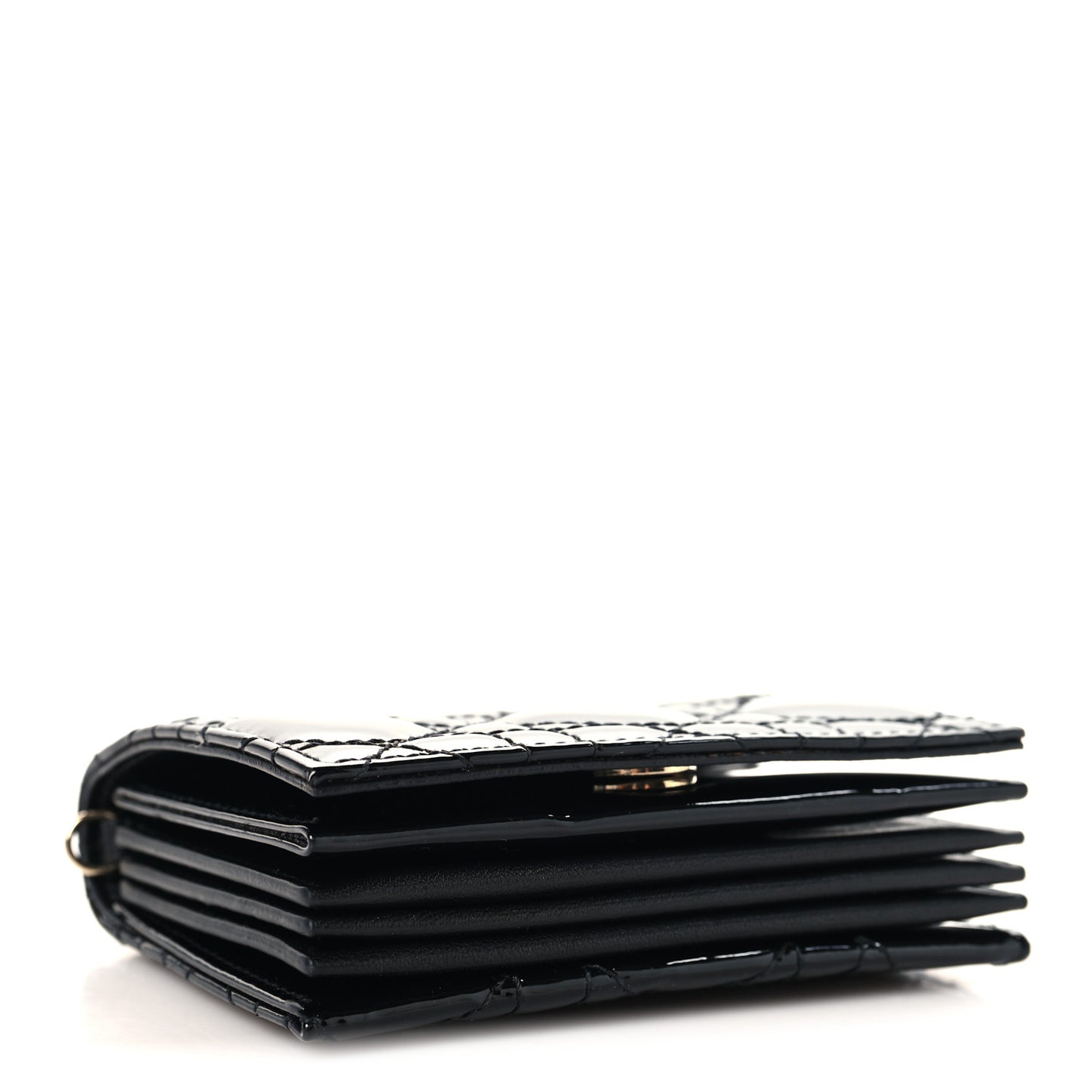 Patent Cannage Mini Pouch on Chain Black