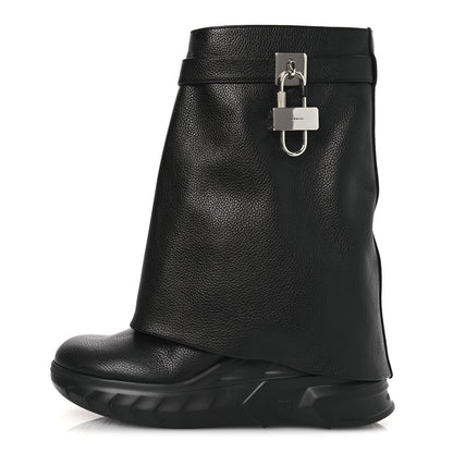 Givenchy Grained Calfskin Shark Lock Biker Ankle Boots 40 Black 1 of 11