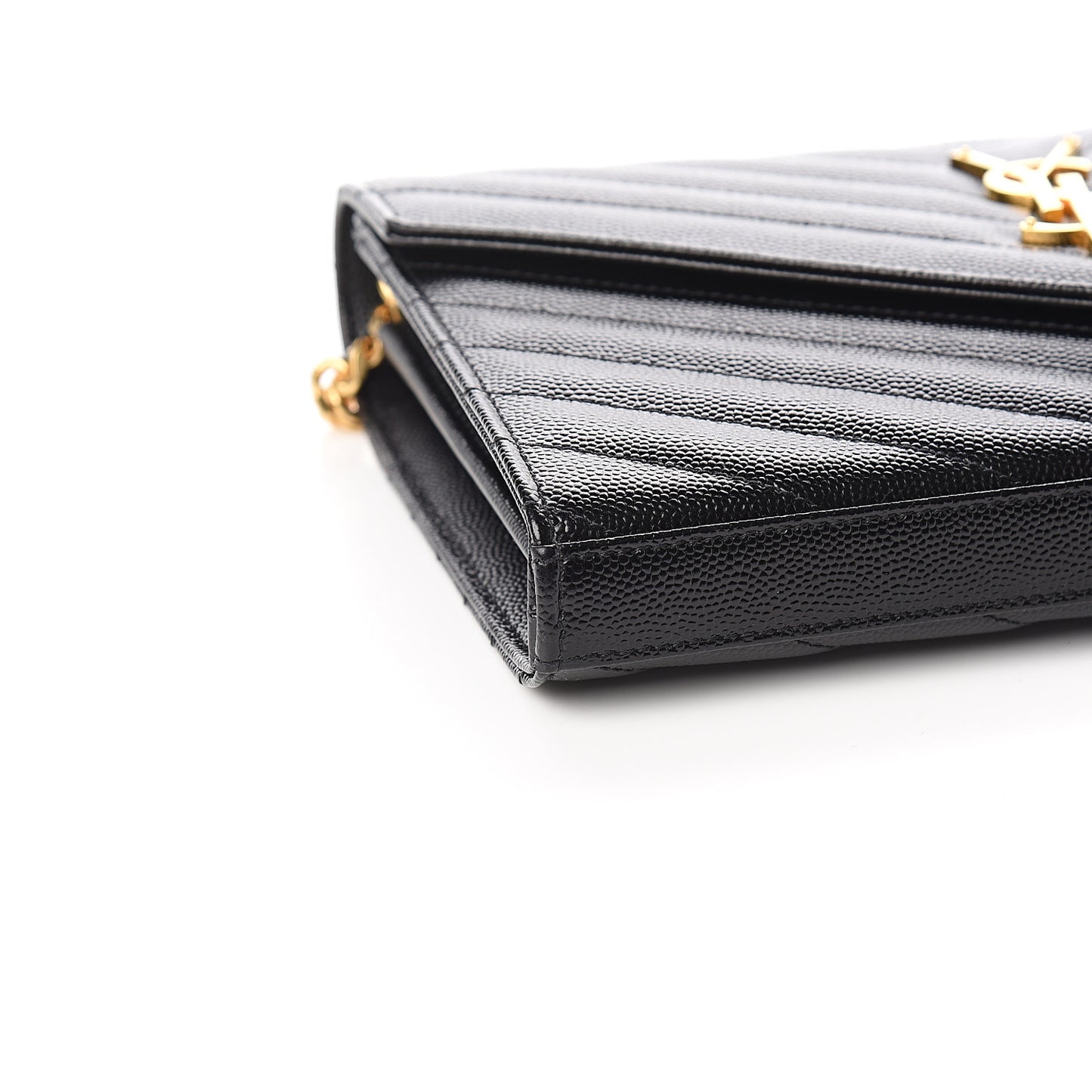 Grain De Poudre Matelasse Chevron Monogram Chain Wallet Black