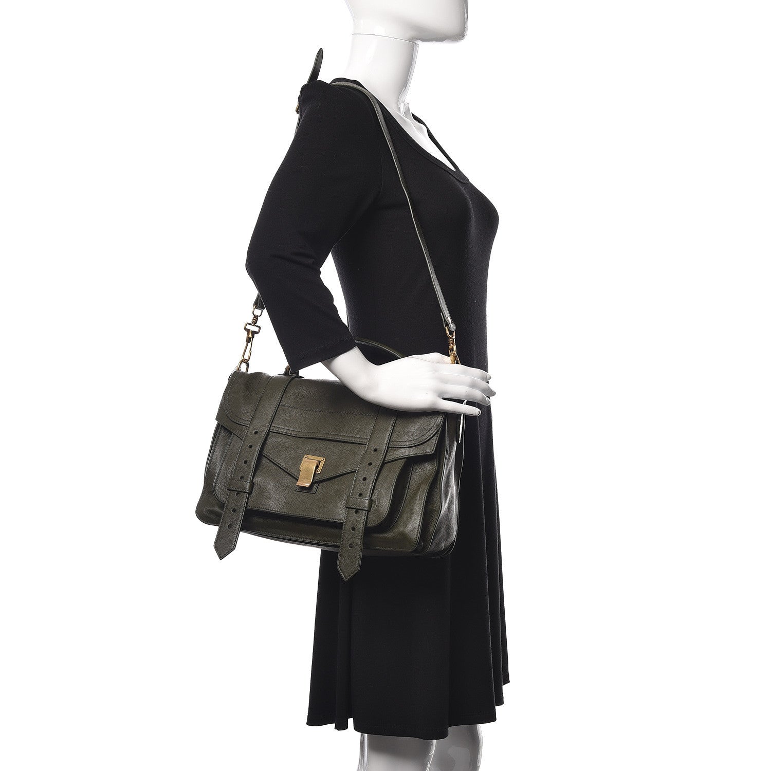 Proenza Schouler Lambskin Medium PS1 Satchel Military 2 of 11