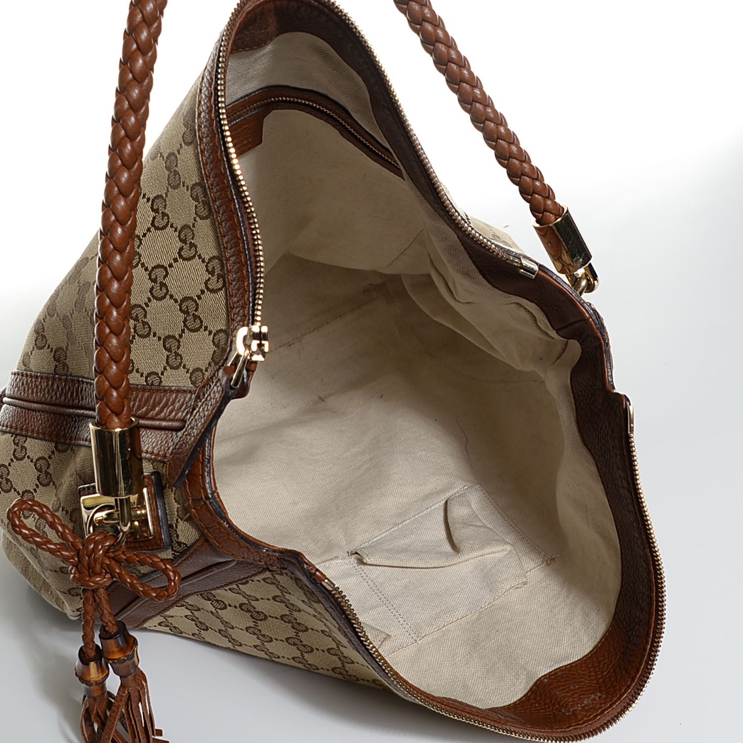 Gucci Monogram Cellarius Calfskin Large Bella Hobo Beige Ebony Cuir 5 of 7