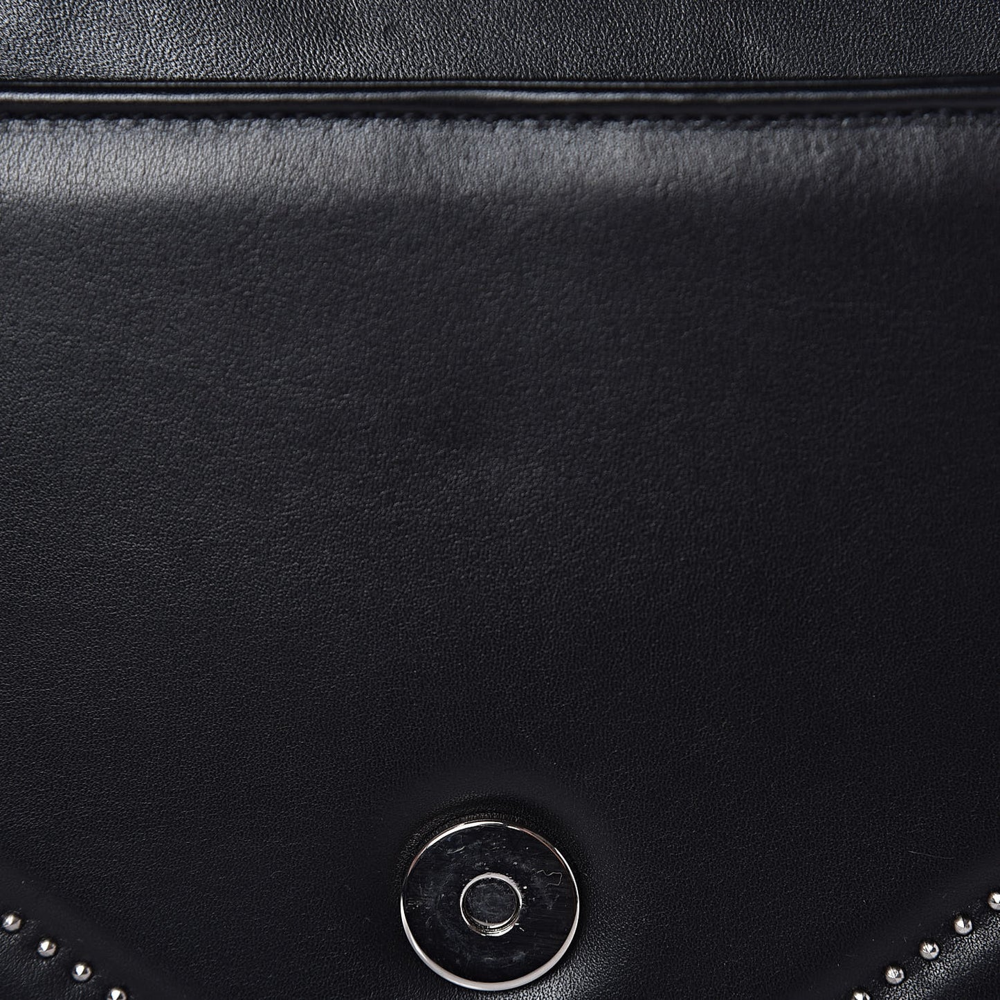 Calfskin Monogram Chevron Studded Shoulder Bag Black