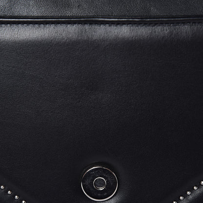 Saint Laurent Calfskin Monogram Chevron Studded Shoulder Bag Black 9 of 13