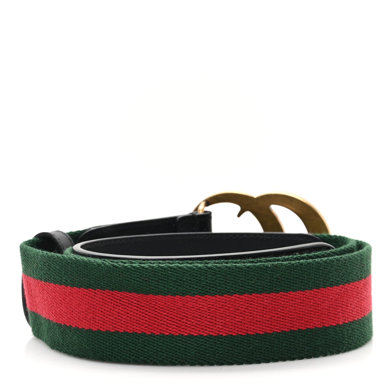 Gucci Nylon Calfskin Double G Web 40mm Belt 85 34 Green Red Black 2 of 5