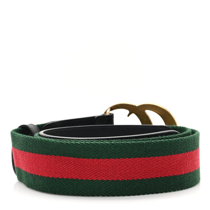 Gucci Nylon Calfskin Double G Web 40mm Belt 85 34 Green Red Black 2 of 5