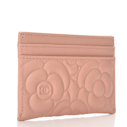 Chanel Caviar Camellia Embossed Card Holder Nude 3 of 8