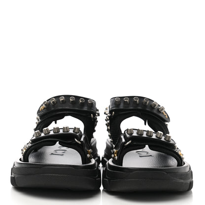 Gucci Nappa Mesh Studded Mens Aguru Sandals 8 Black 2 of 8