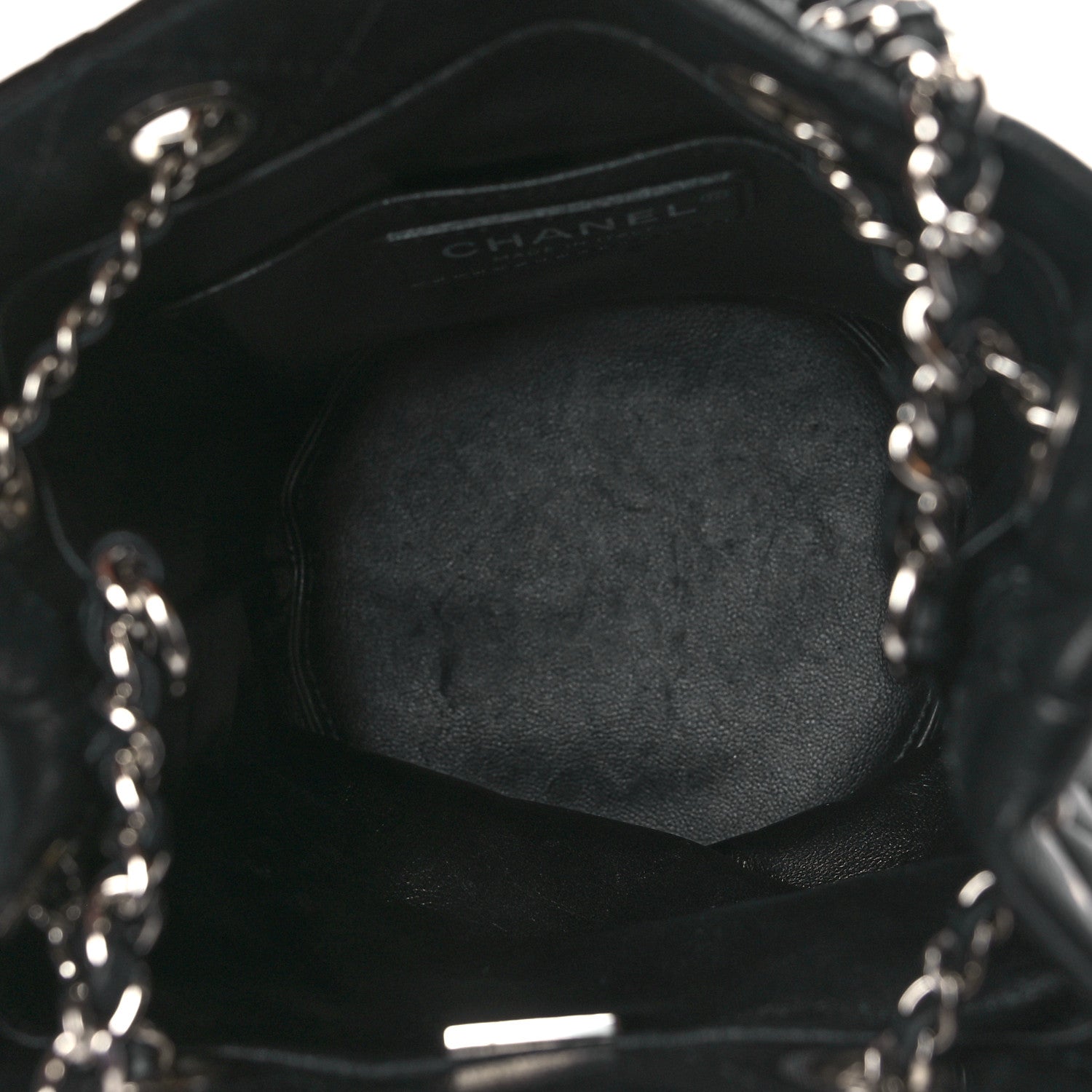 Chanel Lambskin Quilted CC Drawstring Bucket Bag Black 5 of 11