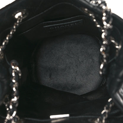 Chanel Lambskin Quilted CC Drawstring Bucket Bag Black 5 of 11