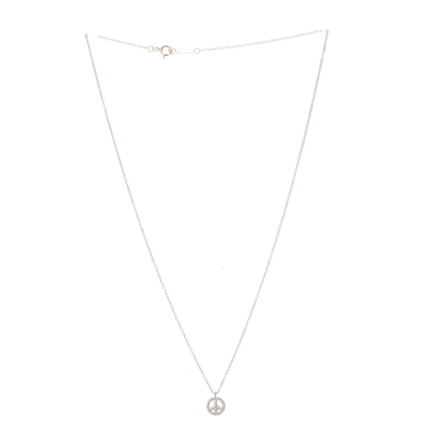 18K Rose Gold Diamond Mini Metro Peace Pendant Necklace