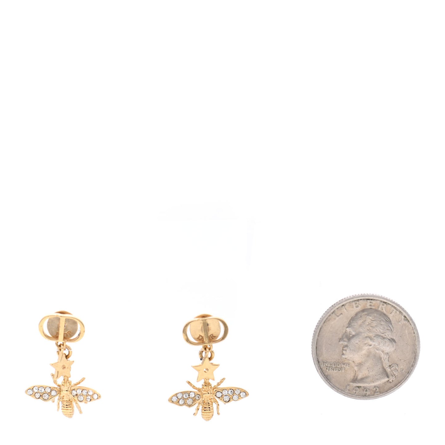 Crystal CD Bee Earrings Gold
