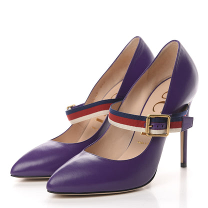 Gucci Malaga Kid Sylvie High Heel Pumps 40 Shine Purple 3 of 10