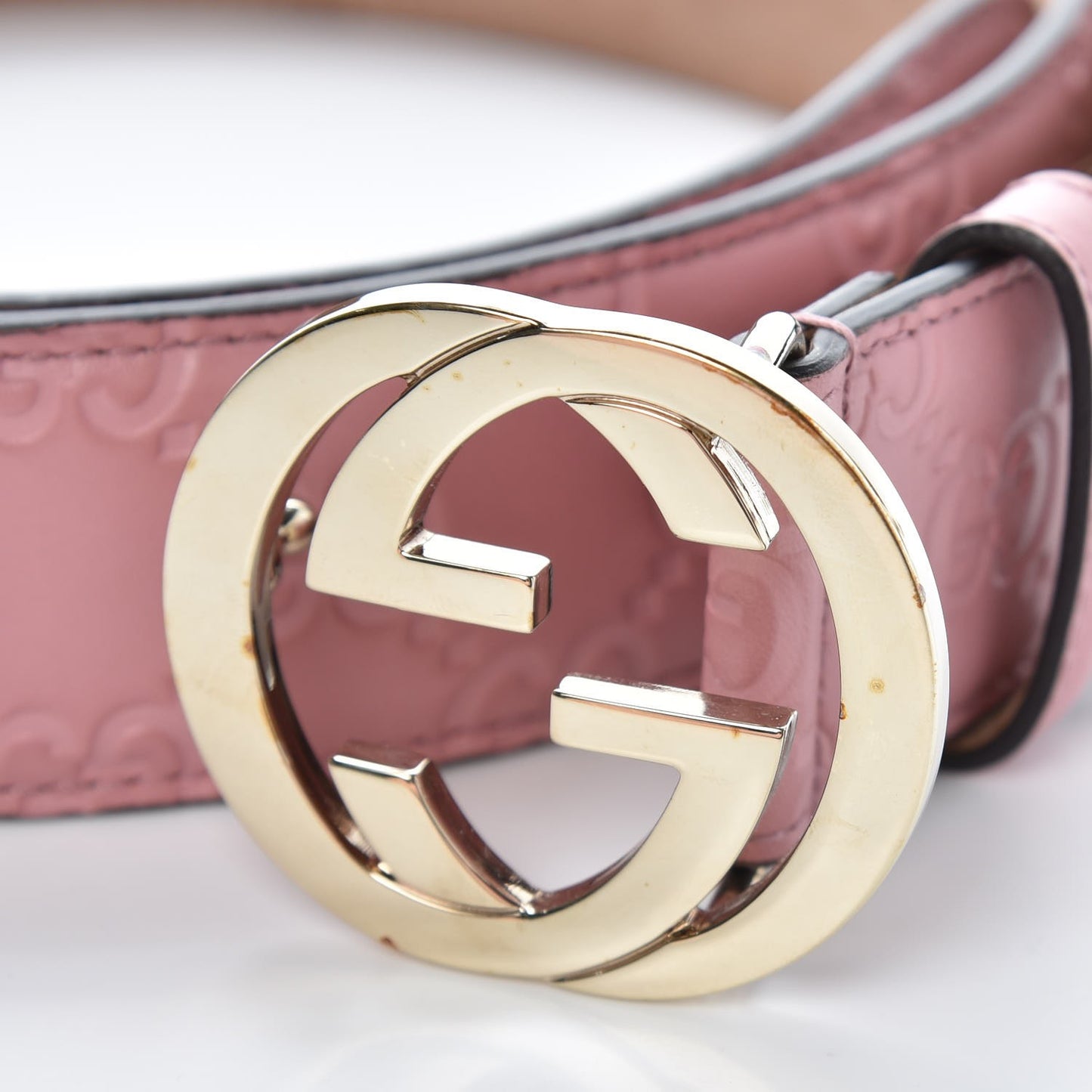 Guccissima Signature Interlocking G 37mm Belt 100 40 Rose Baby Candy