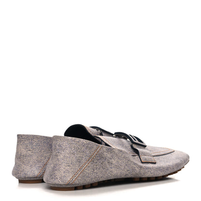 Fendi Vitello Pelle Stampa Denim Baguette Driving Loafers 38 Azzurro 5 of 8