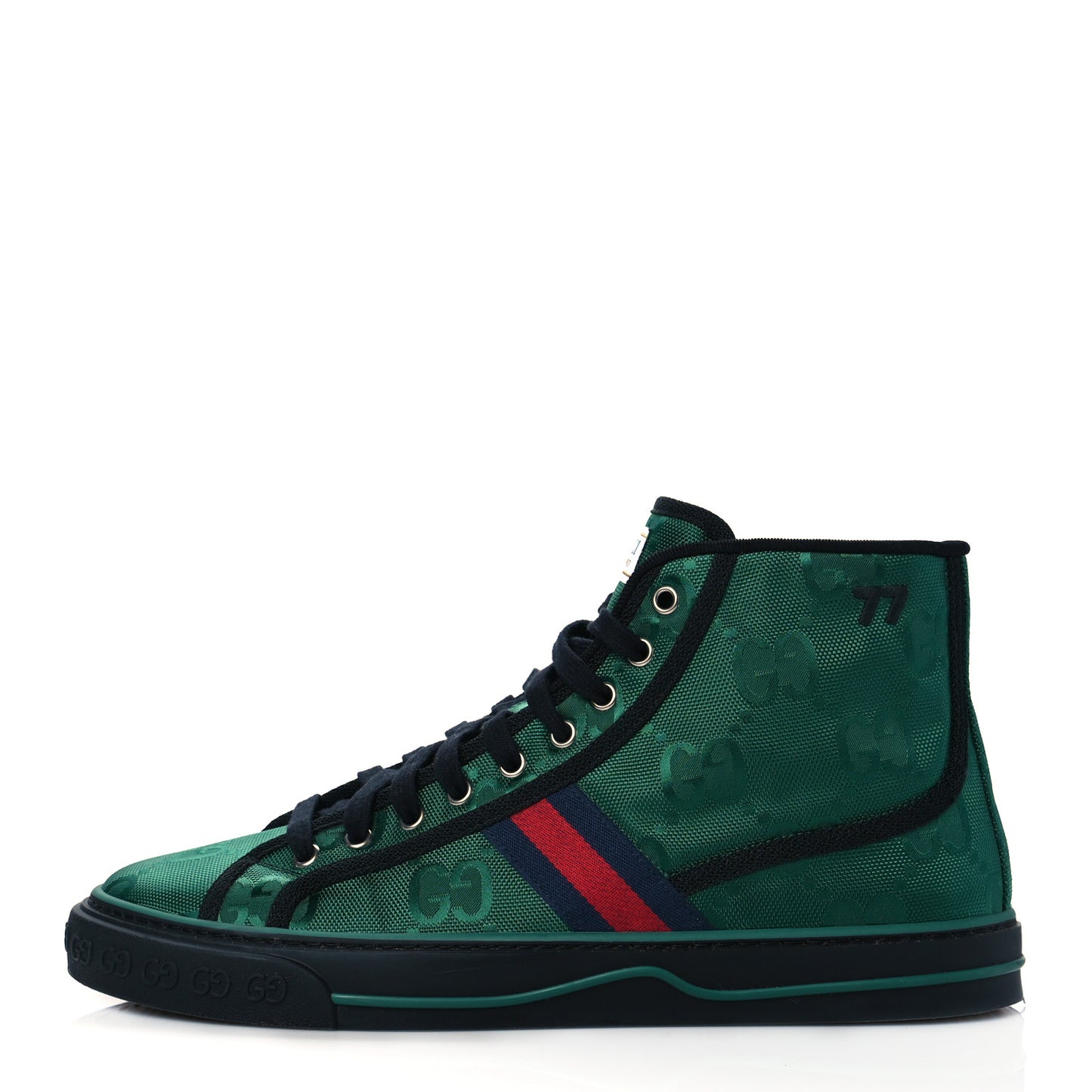 Econyl Nylon Web Monogram Off The Grid Mens 1977 Tennis High Top Sneakers 10.5 Scrabble Green Black