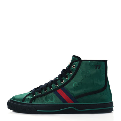 Gucci Econyl Nylon Web Monogram Off The Grid Mens 1977 Tennis High Top Sneakers 10.5 Scrabble Green Black 1 of 7