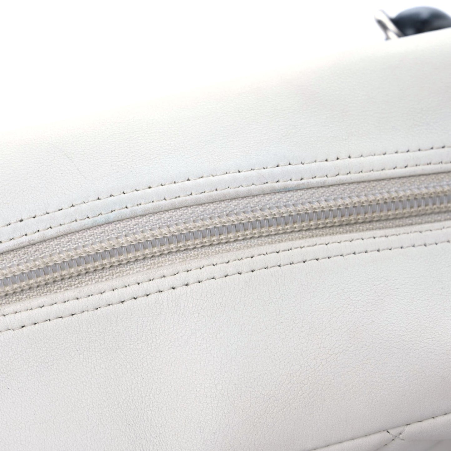 Calfskin Quilted Large Cambon Bowler White Black