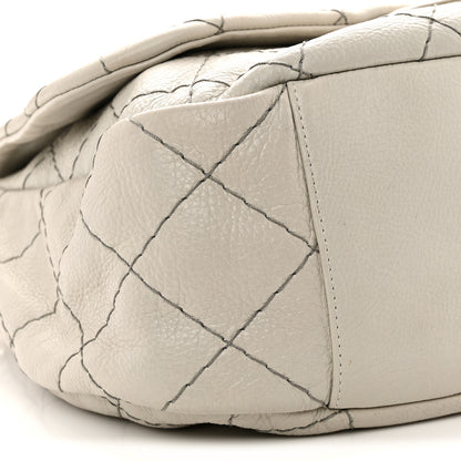Chanel Glazed Calfskin XL On The Road Flap Light Grey 9 of 12