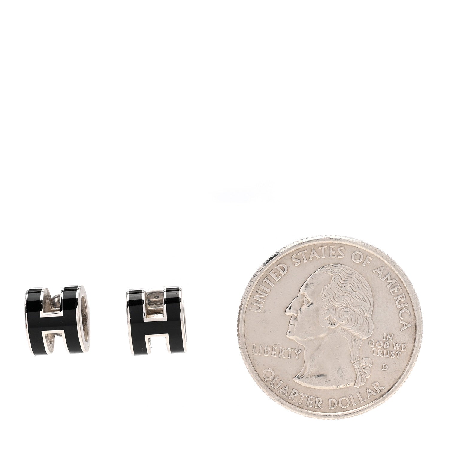 Hermes Palladium Lacquered Mini Pop H Earrings Black 2 of 4