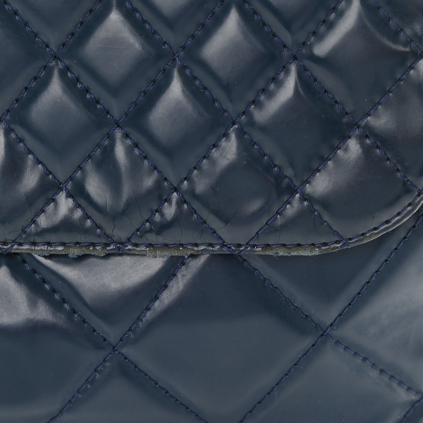 Vinyl Quilted In the Business Flap Bag Navy Blue