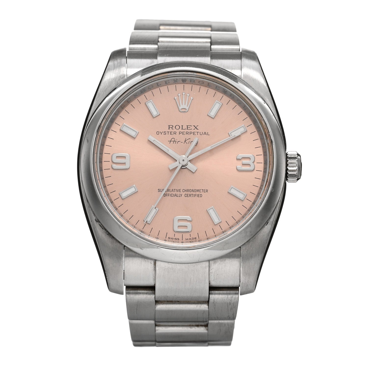 Rolex Stainless Steel 34mm Air-King Oyster Perpetual Precision Watch Pink 114200 1 of 5