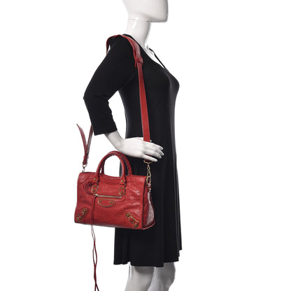 Balenciaga Agneau Gold Metallic Edge Hardware S City Rouge Rubis 2 of 18