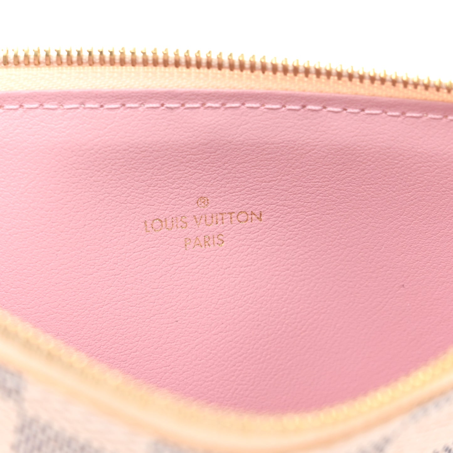 Damier Azur Felicie Chain Wallet Zippered Insert Rose Ballerine