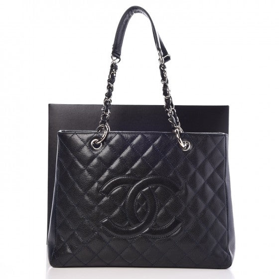 Chanel Caviar Quilted Grand Shopping Tote GST Dark Navy Blue 14 of 14