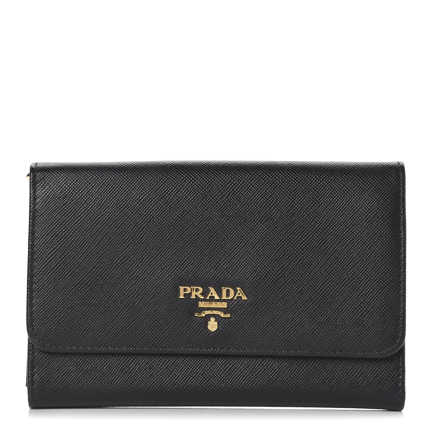 Prada Saffiano Metal Flap Wallet Black 1 of 7