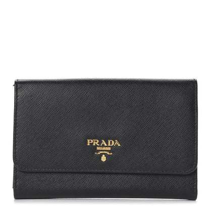 Prada Saffiano Metal Flap Wallet Black 1 of 7