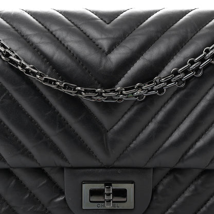 Chanel Aged Calfskin Chevron Quilted 2.55 Reissue 225 Flap So Black 8 of 12
