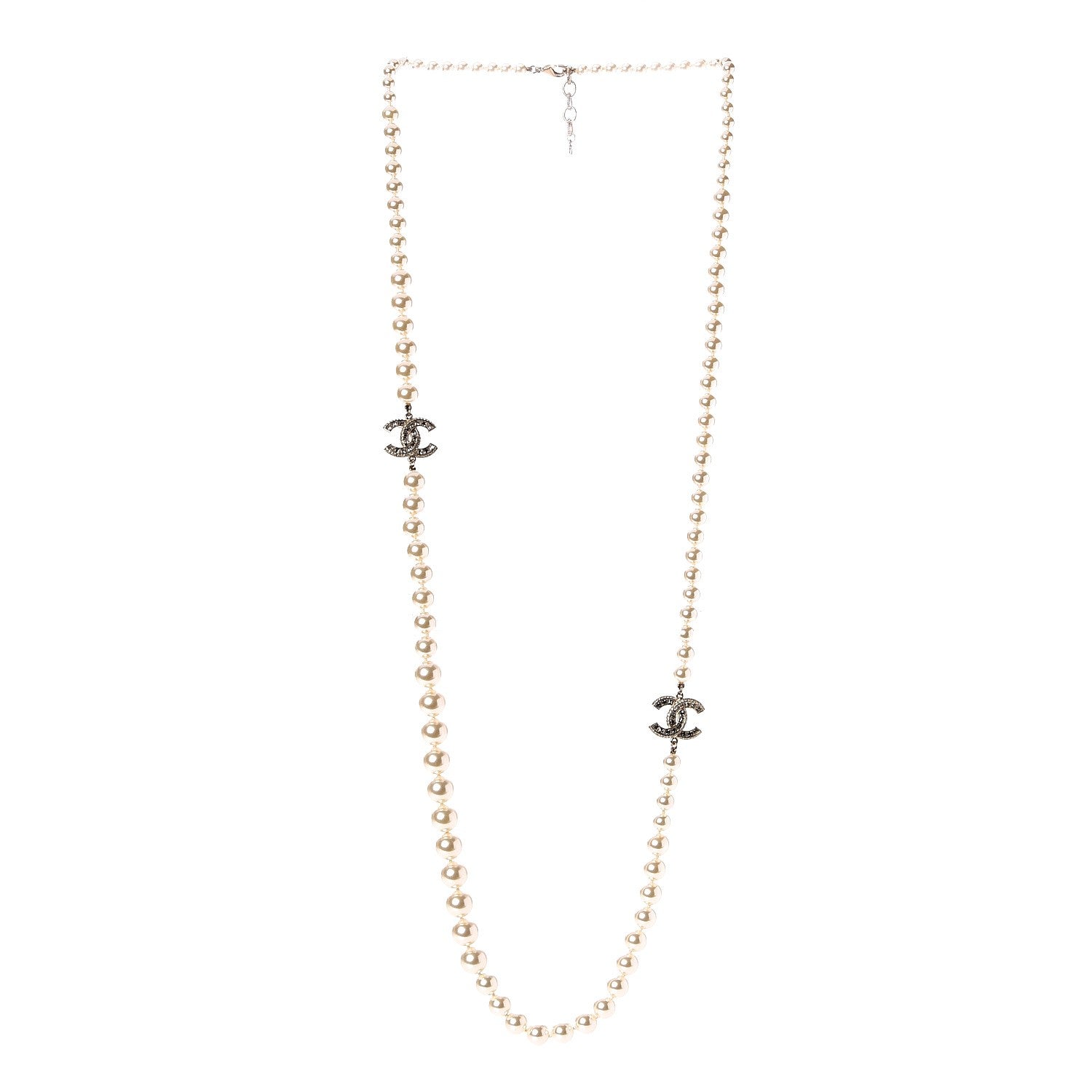 Chanel Pearl Baguette Crystal CC Necklace Gold 3 of 6