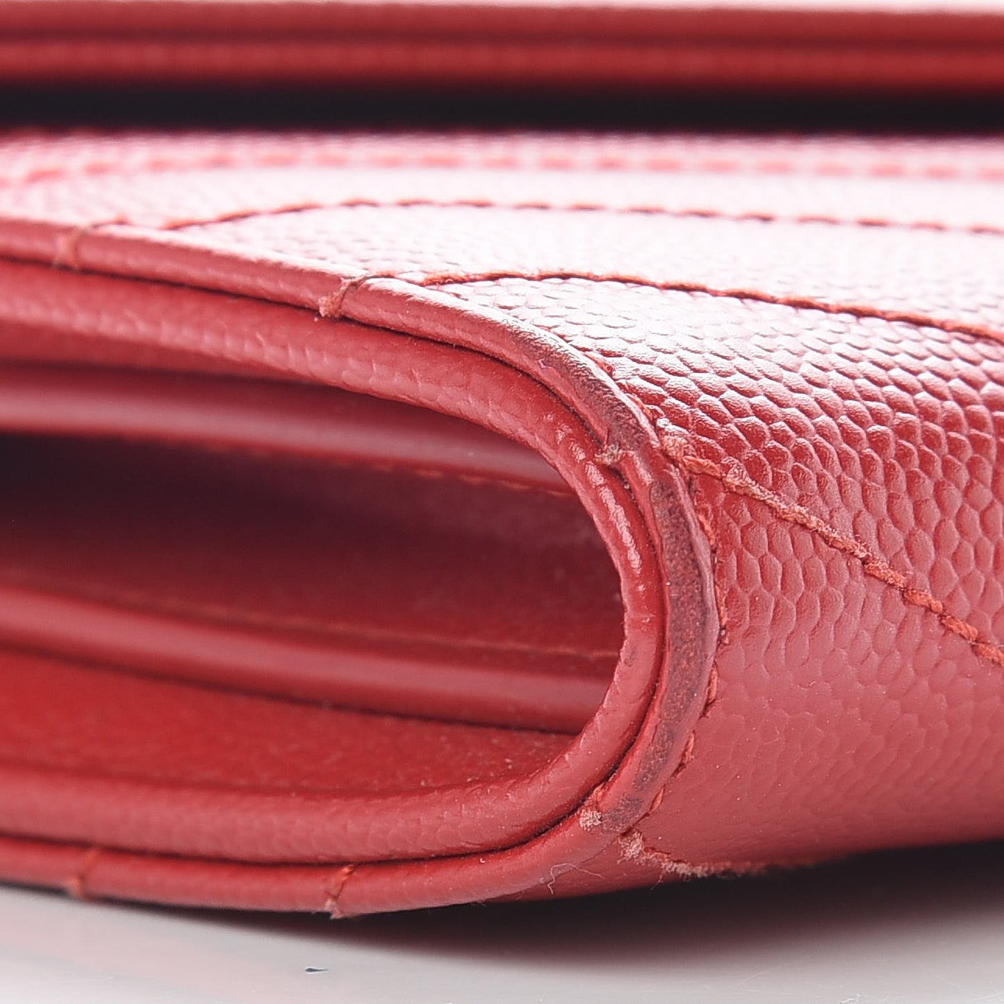 Grain De Poudre Matelasse Chevron Monogram Flap Wallet Red