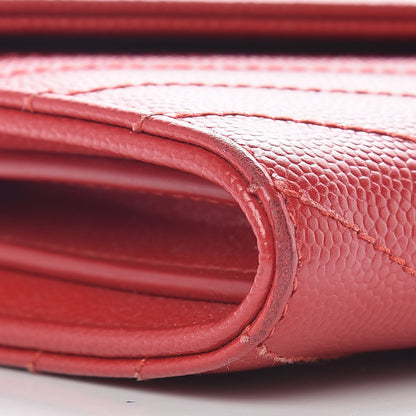 Saint Laurent Grain De Poudre Matelasse Chevron Monogram Flap Wallet Red 9 of 12