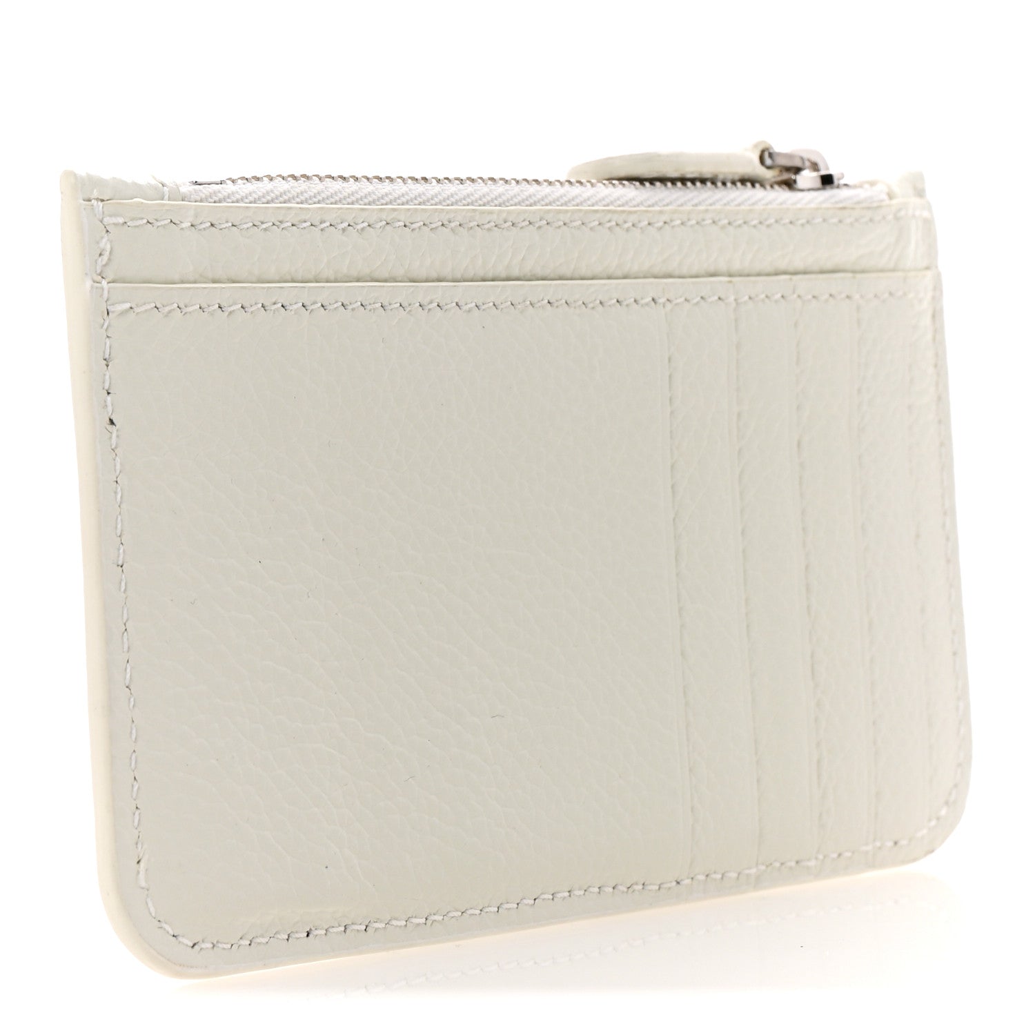 Balenciaga Grained Calfskin Logo Large Cash Long Coin Card Holder White Black 5 of 16